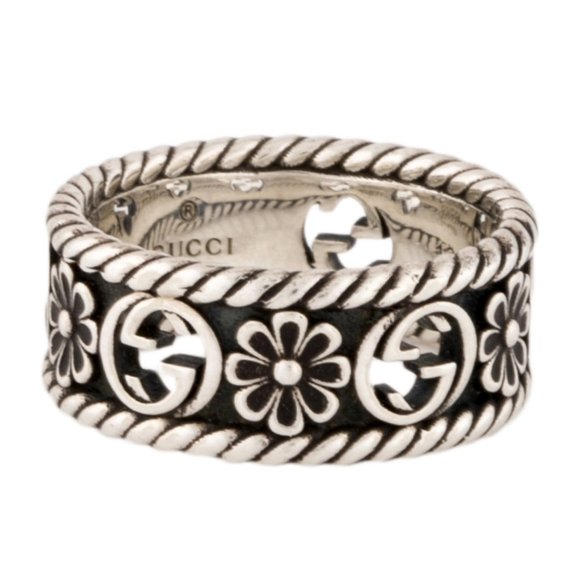 GUCCI STERLING SILVER 925 MADE IN ITALY INTERLOCKING G BAND RING - Picture 1 of 8